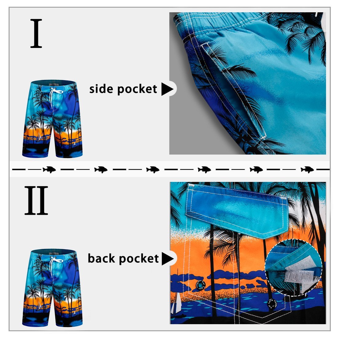 Men's Swimming Trunks with Pockets Board Shorts