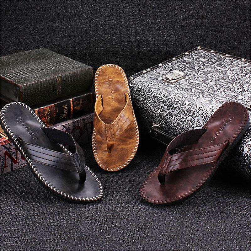 Summer trend men's slippers flip flops non-slip platform flat-heel beach shoes