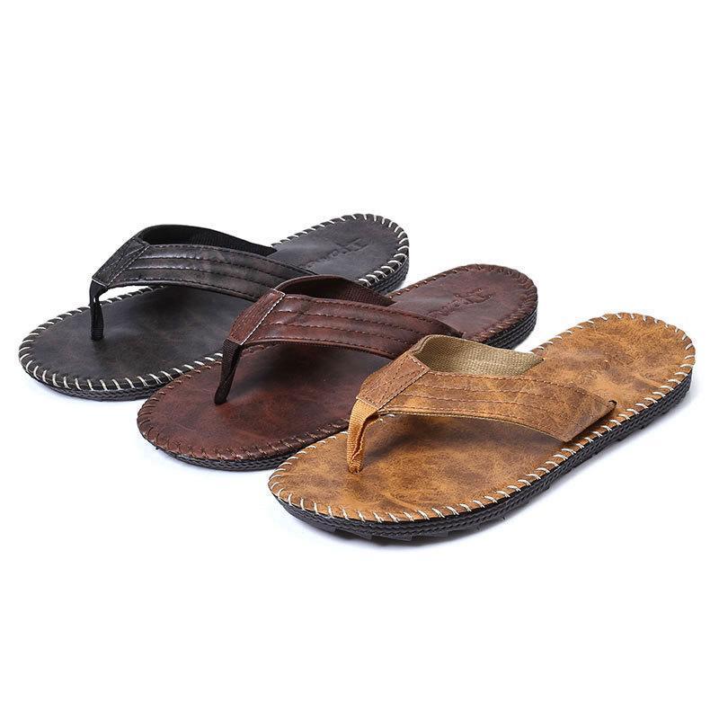 Summer trend men's slippers flip flops non-slip platform flat-heel beach shoes