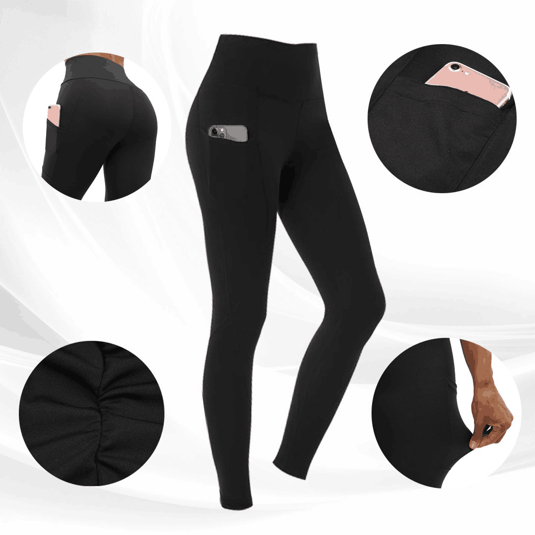 High Waist Stretch Tummy Booty  Plus-Size Leggings with Pockets