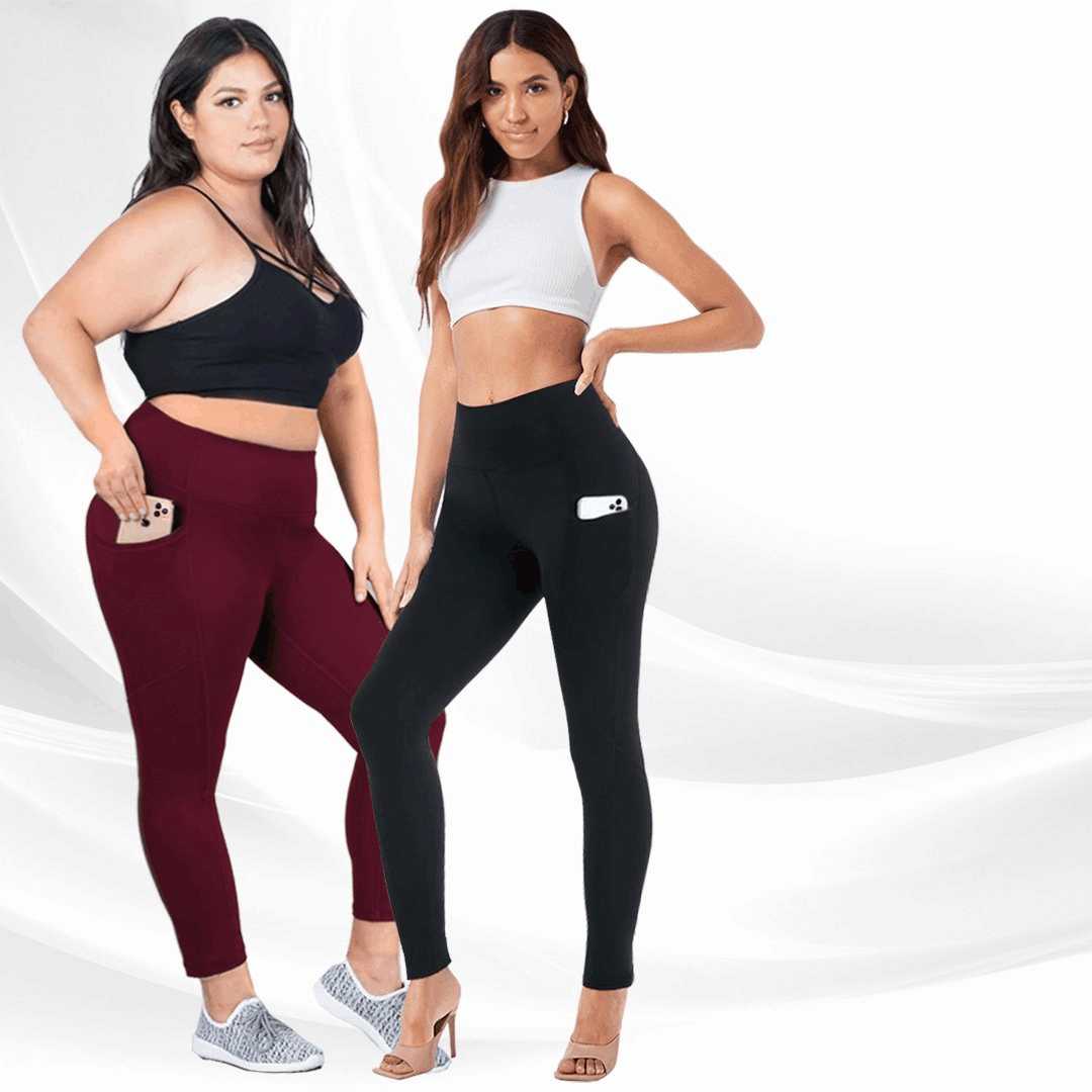 High Waist Stretch Tummy Booty  Plus-Size Leggings with Pockets