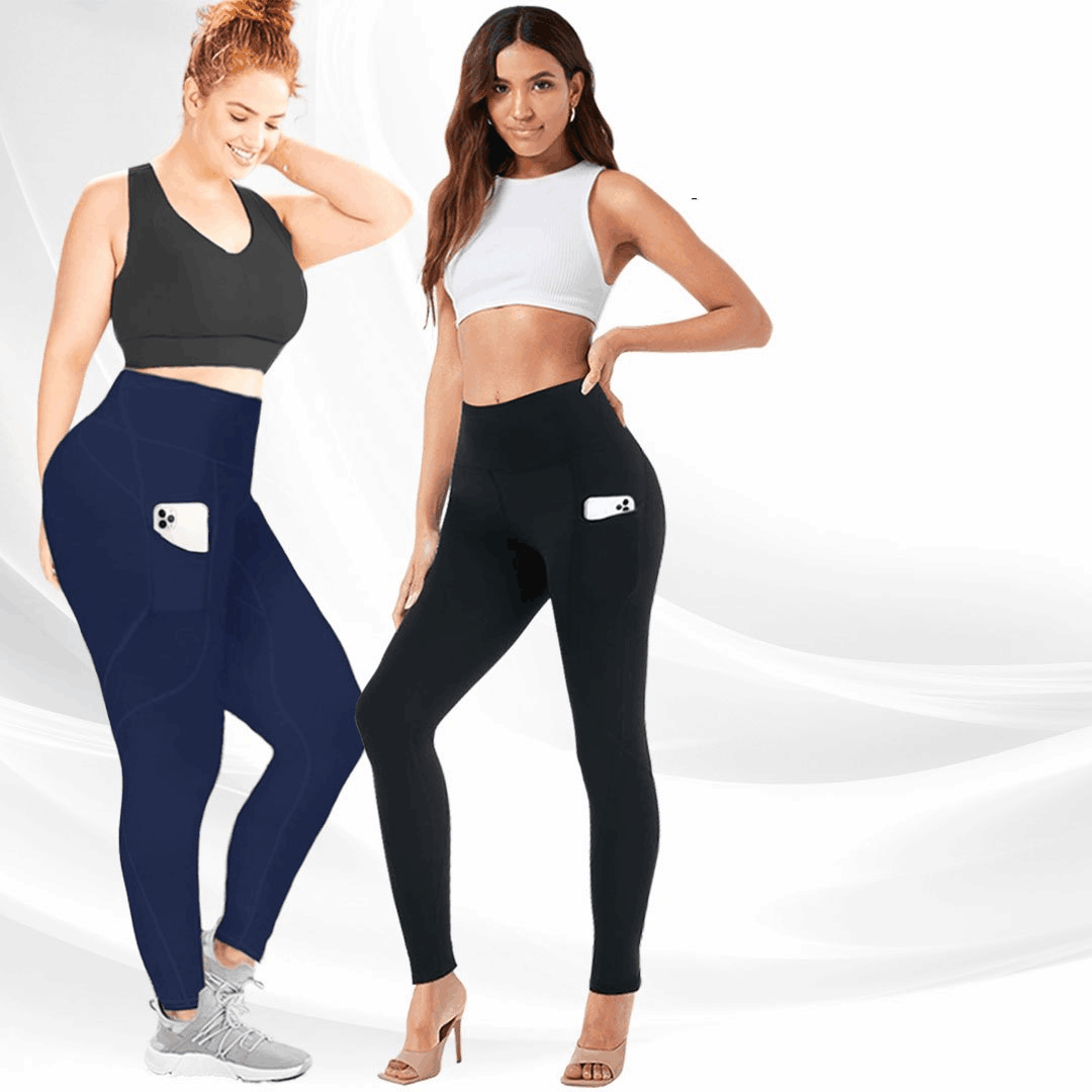 High Waist Stretch Tummy Booty  Plus-Size Leggings with Pockets