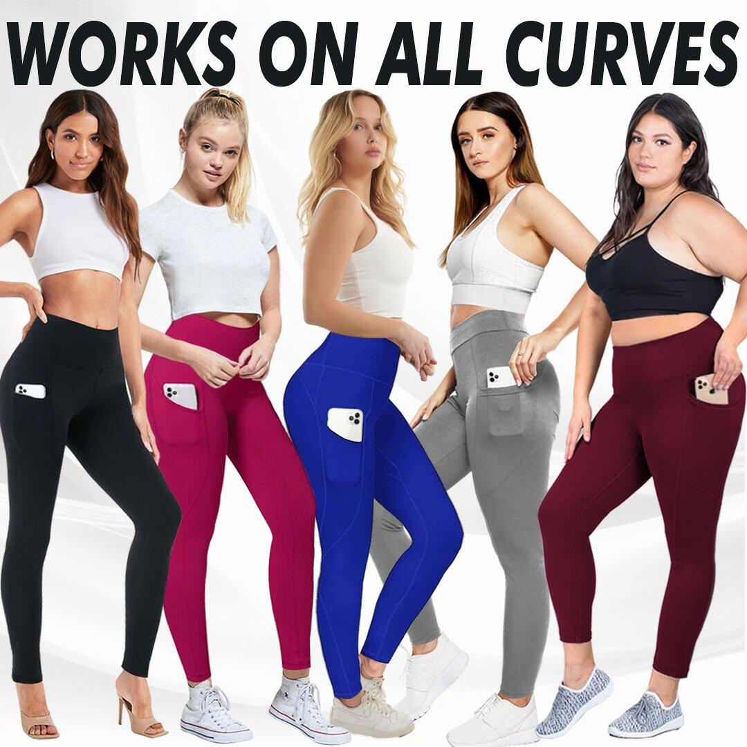 High Waist Stretch Tummy Booty  Plus-Size Leggings with Pockets