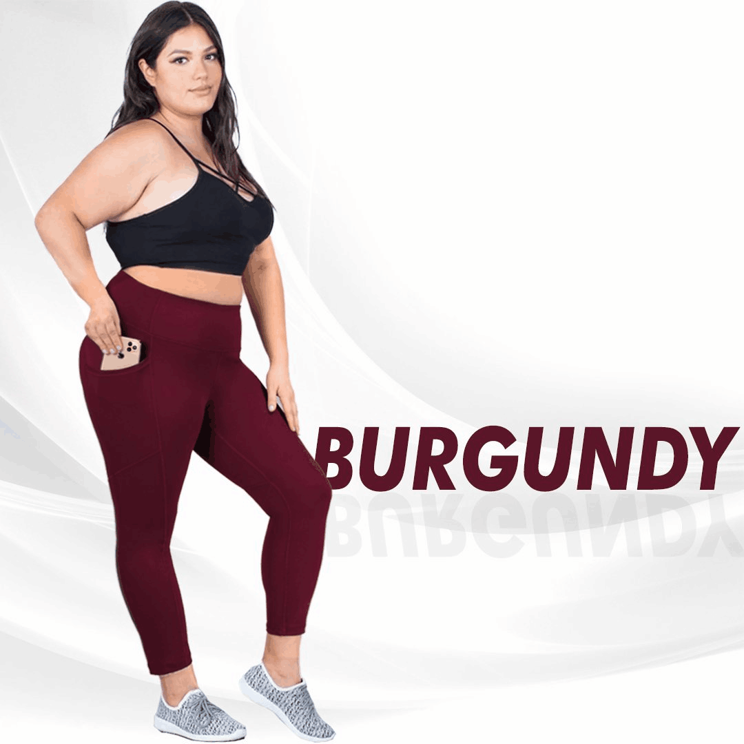 High Waist Stretch Tummy Booty  Plus-Size Leggings with Pockets