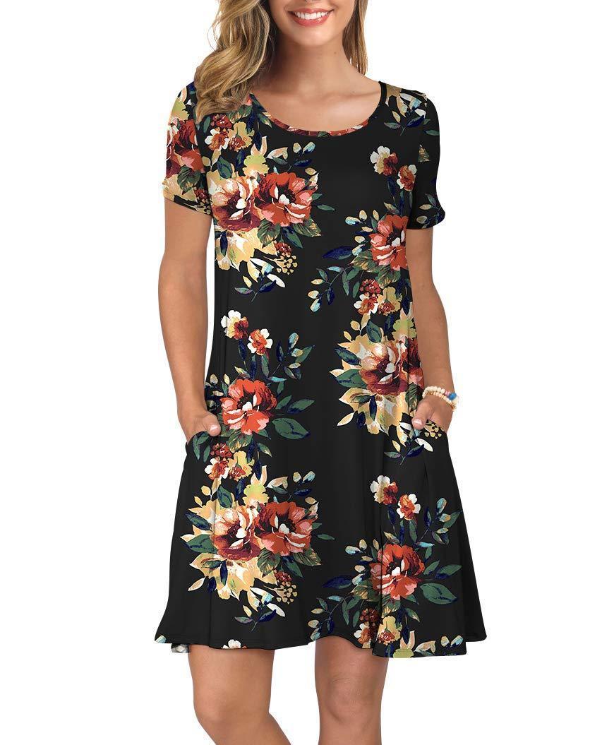 (BUY 3 GET 1 FREE)Women's  Dresses Short  with Pockets