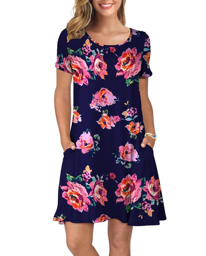 (BUY 3 GET 1 FREE)Women's  Dresses Short  with Pockets