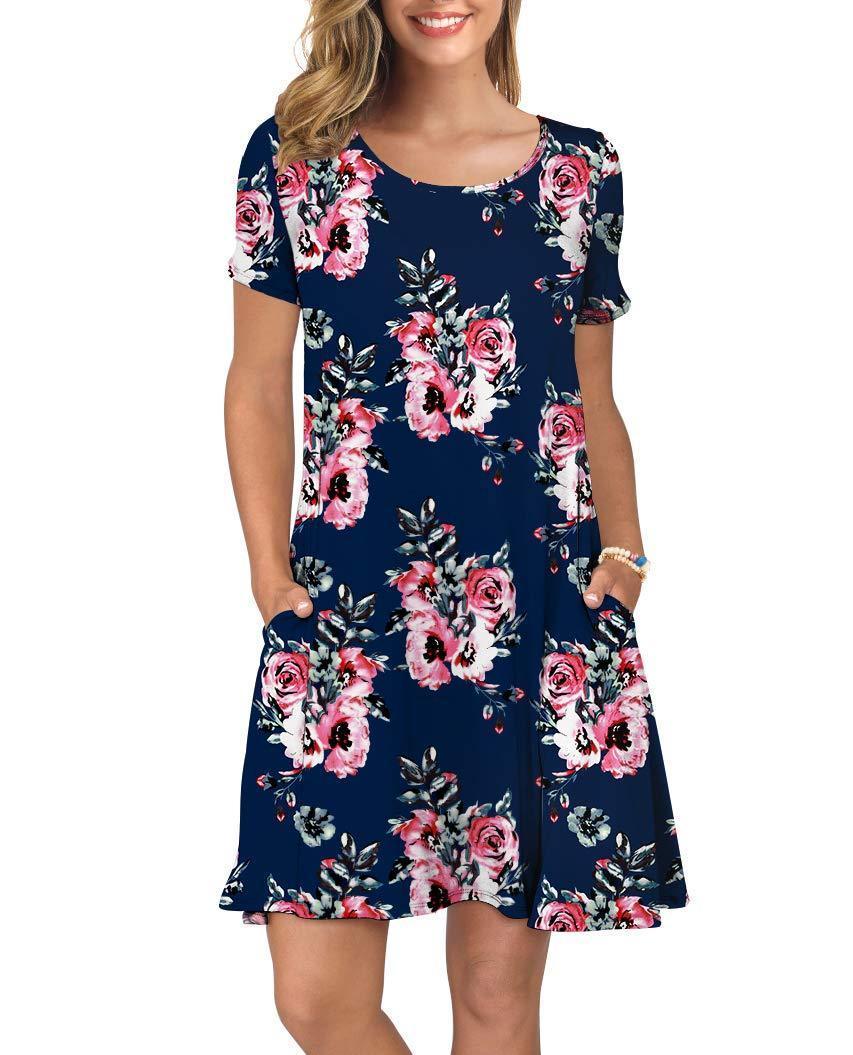 (BUY 3 GET 1 FREE)Women's  Dresses Short  with Pockets