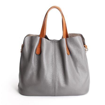 Two In One Leather Shopper Tote Bag