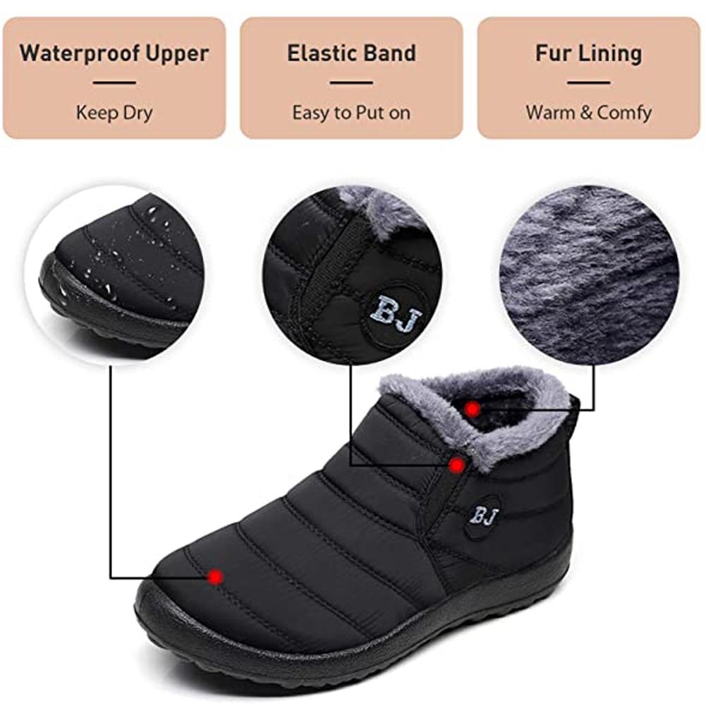 Snow Boots Winter Female Slip On Flat Casual Shoes Waterproof Ultralight Footwear